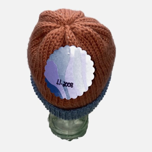 Plasma Beams Hand Knitted Mauve & Blue Daisy Beanie main image 11